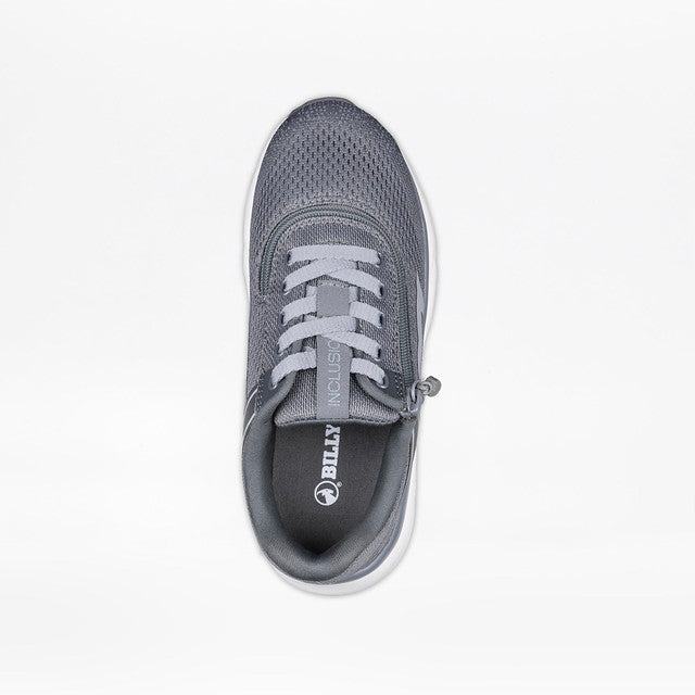 Billy Footwear kids' trainers with FlipTop zipper closure, padded collar, and traditional lace-up design, ideal for children with mobility needs.