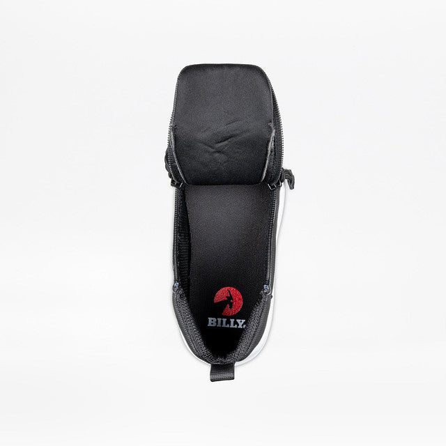 Toddler - Rugged Black BILLY Goat DZ High shoes with faux leather upper, featuring dual zippers for easy access. Designed for durability and AFO compatibility.