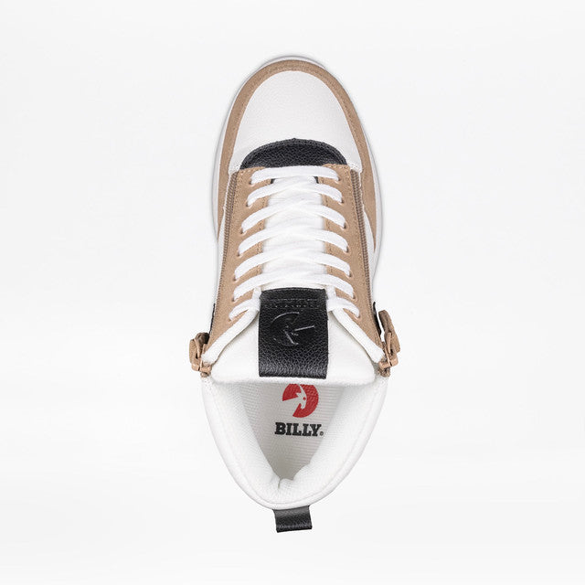 Women's Comfort DZ High shoe with faux leather, suede, and double zippers for easy wear; features cushioned interior for all-day comfort.