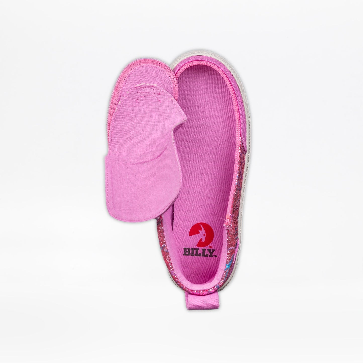 Toddlers - Pink Print BILLY Classic Lace High Tops featuring easy access design, available in sizes 5 US Toddler to 7 US Big Kid.