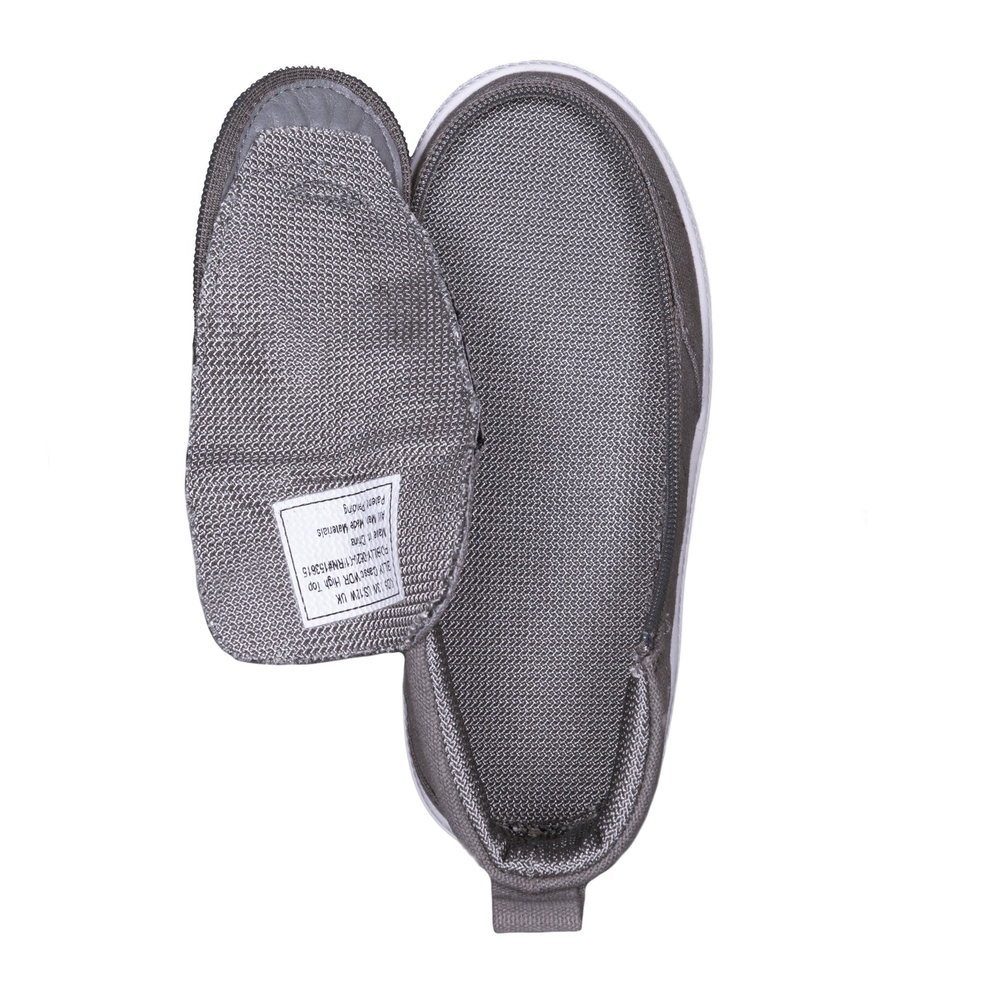 Kids - Dark Grey BILLY Classic D|R High slippers, featuring a white sole and functional laces, designed for easy access and AFO compatibility.