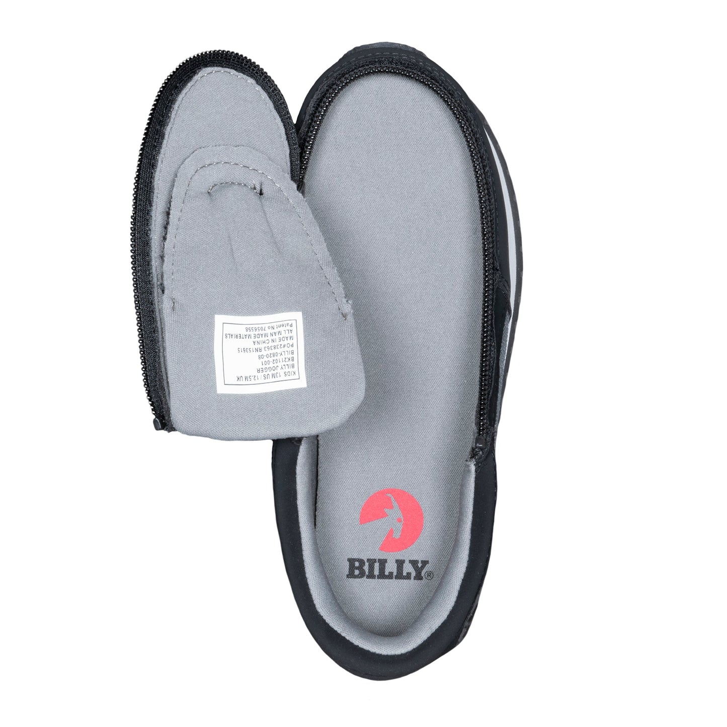 Toddlers' Black/Charcoal BILLY Jogger with FlipTop Technology for easy wear, featuring a comfortable insole. Ideal for stylish, all-day comfort.