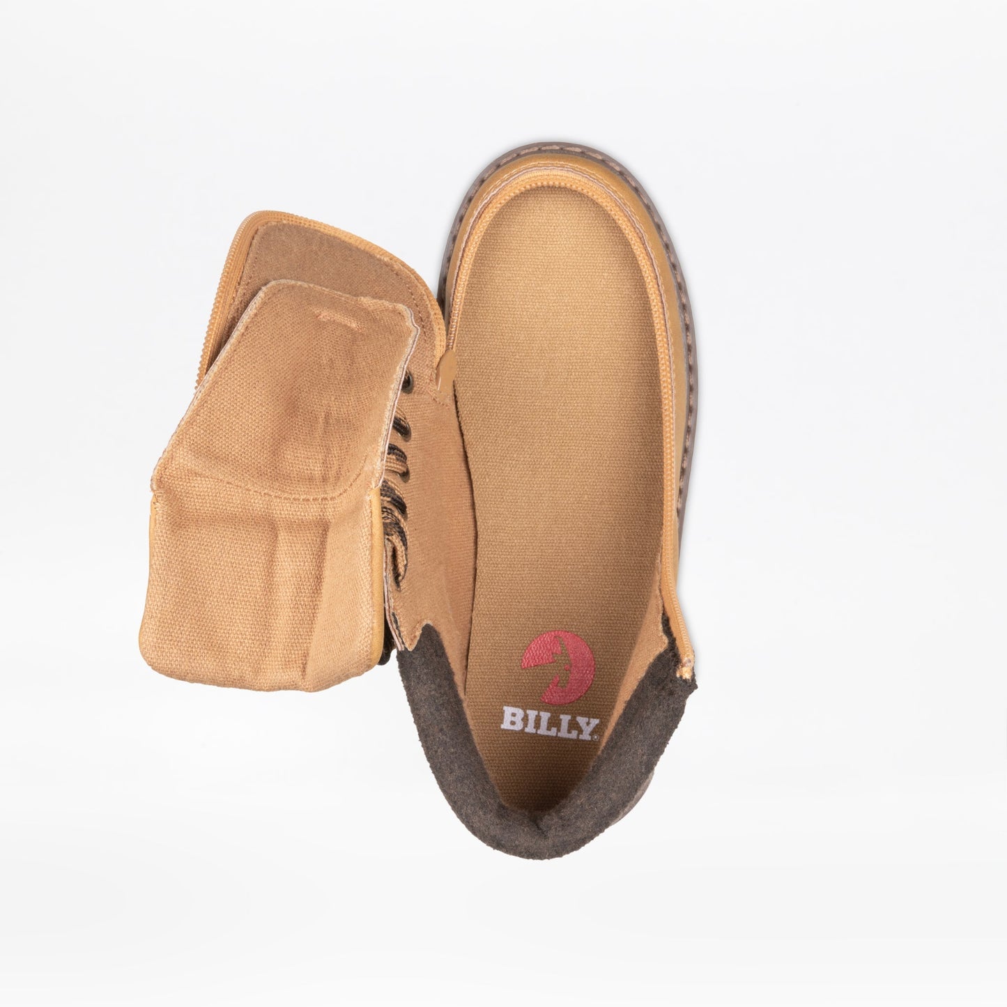 Kids & Toddlers - Tan BILLY Lug II boots featuring a wraparound zipper for easy access, designed for style and convenience.