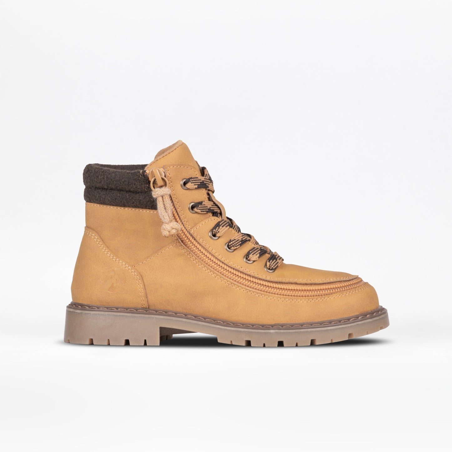 Kids & Toddlers - Tan BILLY Lug II boots with a wraparound zipper for easy access, featuring suede material and a sturdy sole design.