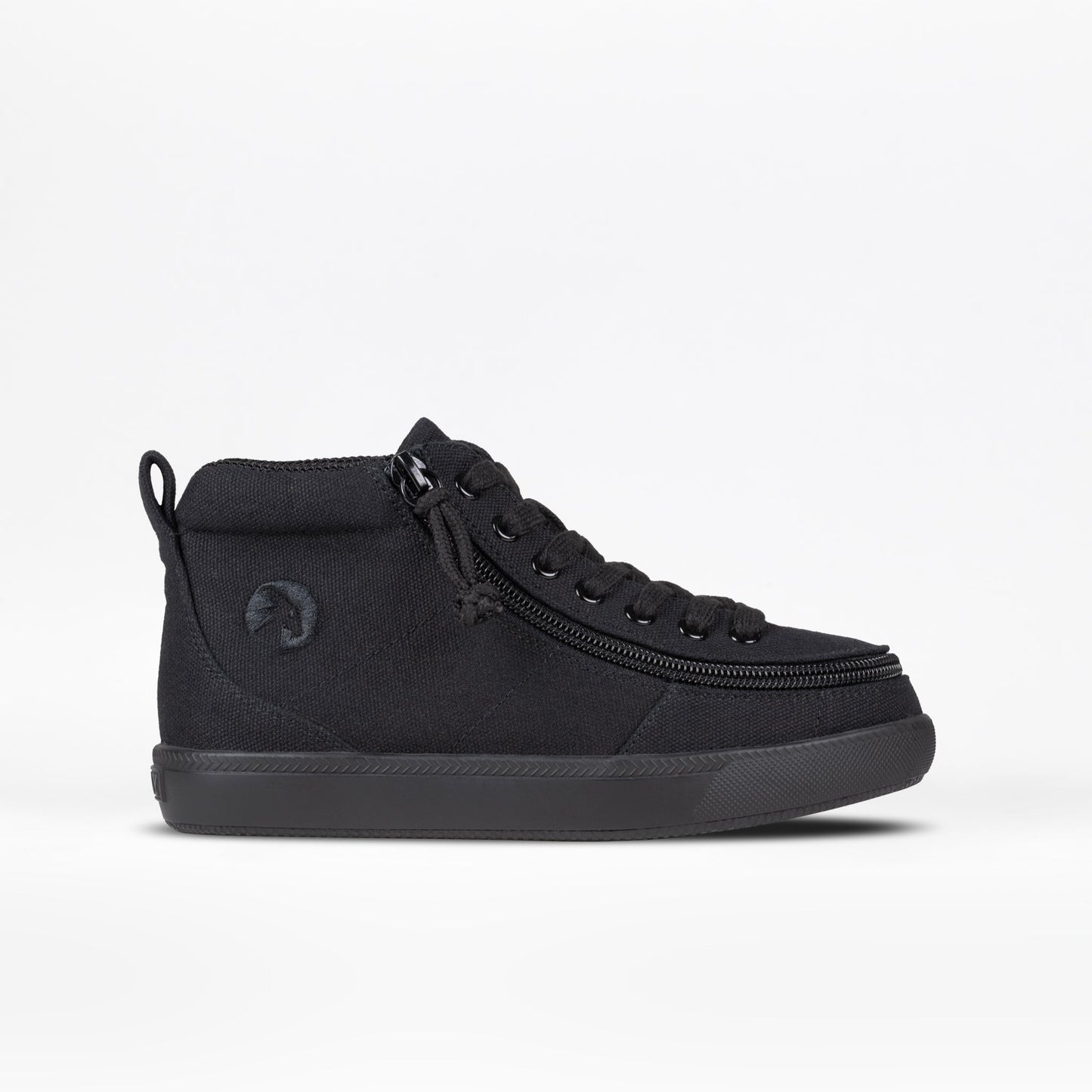 Toddler - Black to the Floor BILLY Classic D|R II High Top shoes with functional laces and full-wrap zipper for easy access, designed for AFO compatibility.