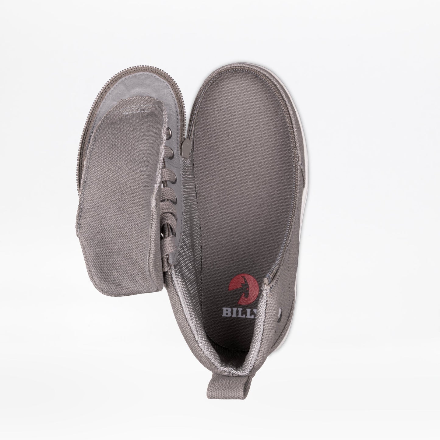 Dark Grey BILLY Classic D|R II High Top shoes with full-wrap zipper and adjustable laces, designed for easy entry and AFO compatibility.