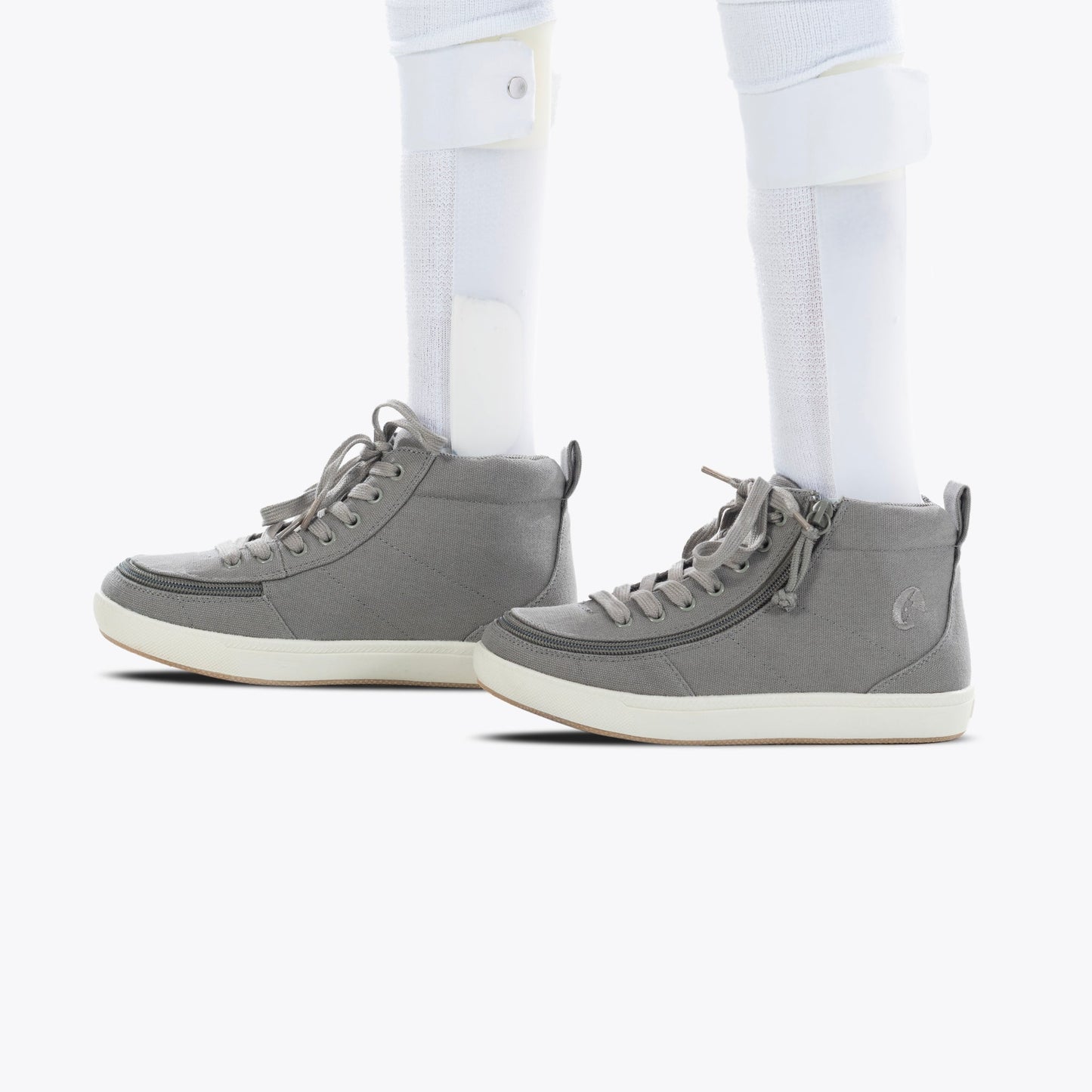 Dark Grey BILLY Classic D|R II High Top shoes with functional laces and full-wrap zipper, designed for easy entry and AFO-friendliness.