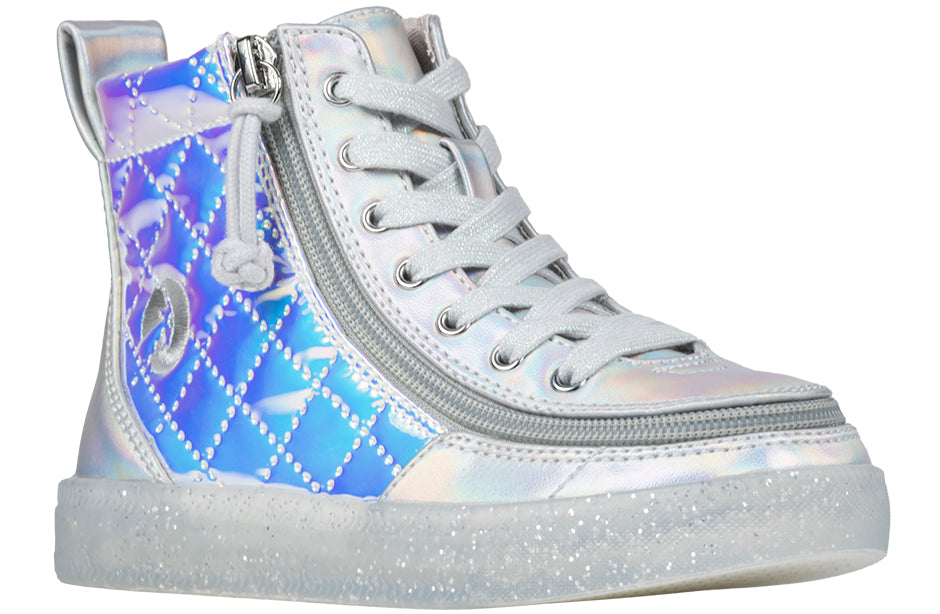 Toddler - Frozen BILLY Classic Lace High Tops with faux leather, removable insoles, adjustable laces, and wraparound zipper for easy access, available in M-width sizes 5-7.