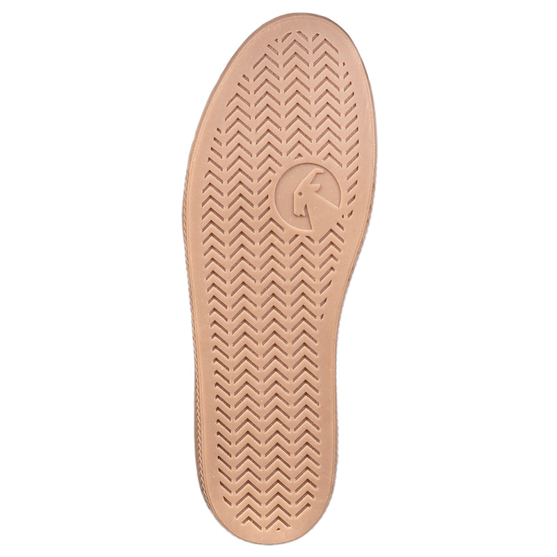 Men's Brown Jersey BILLY Classic Lace Lows with rubber sole, chambray linen upper, and adjustable cotton-blend laces, highlighting the shoe's durable outsole.