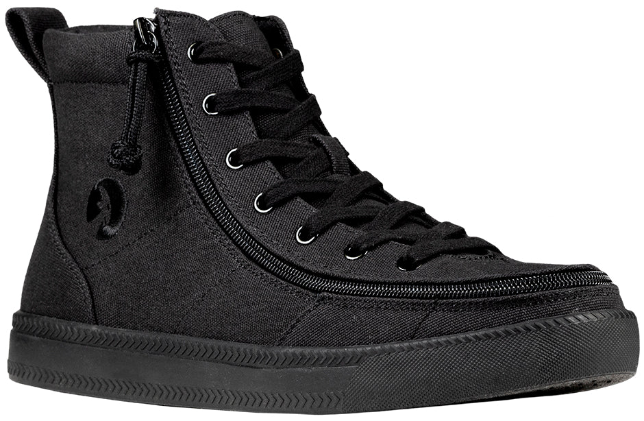 Men's Black to the Floor BILLY Classic Lace Highs, black sneakers with a wraparound zipper and padded collar for comfort and easy access.