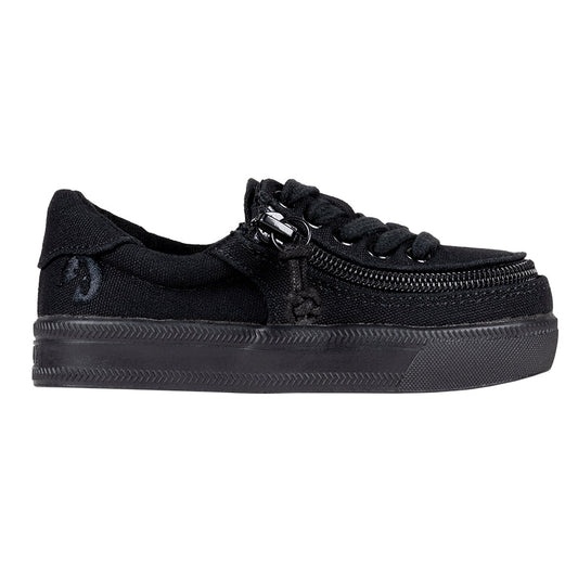 Toddler Black to the Floor Canvas BILLY Classic Lace Lows with zipper and adjustable laces, featuring a canvas upper and rubber outsole for easy wear.
