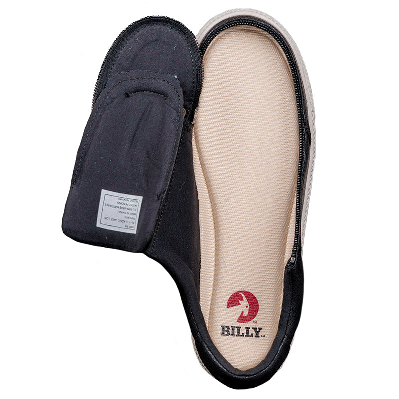 Women's Black Shine BILLY Classic Lace Lows with faux leather upper, removable insoles, and side zipper for accessibility.