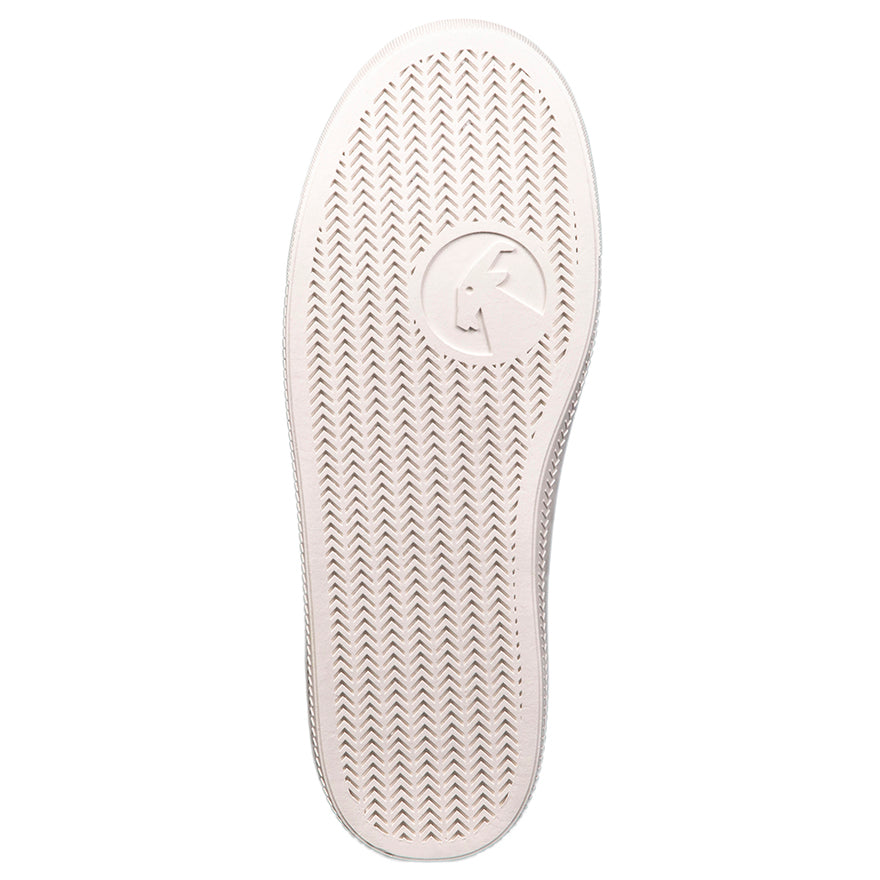 Close-up of Women's Steel Blue BILLY Classic Lace Lows shoe sole, highlighting durable rubber outsole, part of accessible footwear collection with easy zip fastener.