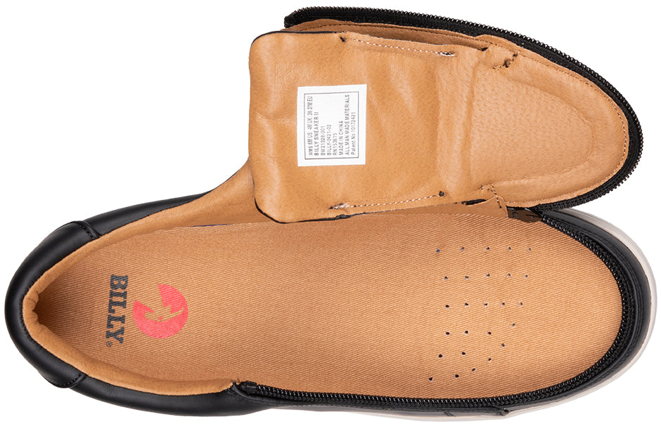 Women's Black BILLY Sneaker Low Tops in faux leather with functional laces, featuring cushioning insoles and rubber outsole, designed for comfort and elegance.