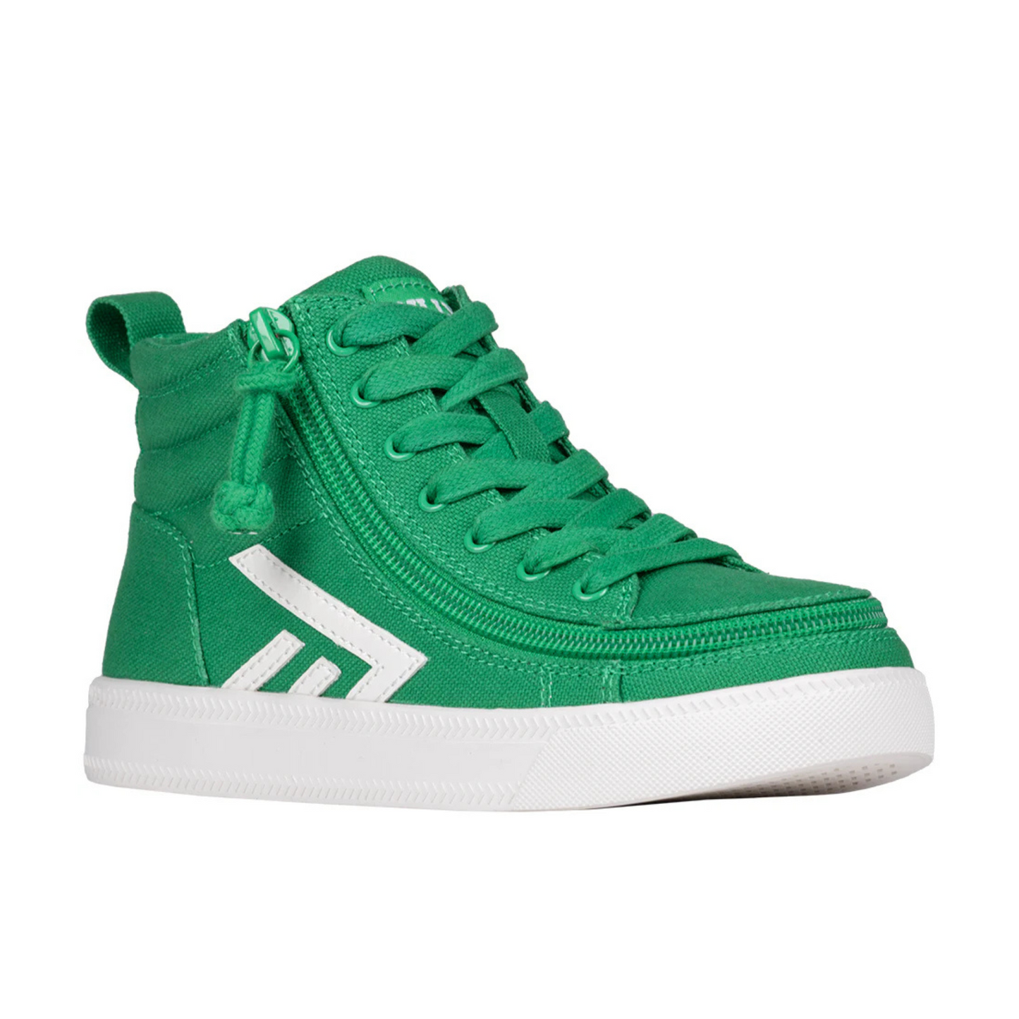 Billy Footwear (Toddlers) - Green/White CS Canvas Shoes feature a skate-inspired design with wraparound zipper and laces for easy wear and customizable fit.