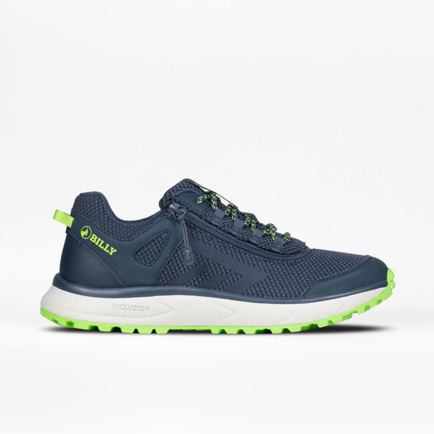 Men's BILLY Inclusion Trail shoes with hiking-inspired design, traction outsole, and innovative zipper for easy wear, ideal for comfort and adaptability.