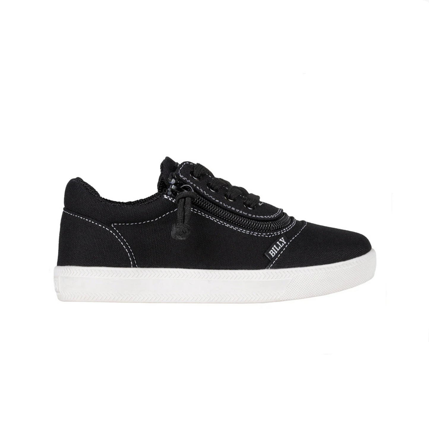 Black/White BILLY D|R Short Wrap Low Tops with functional laces and short wrap zipper for easy access, featuring durable knit polyester upper.