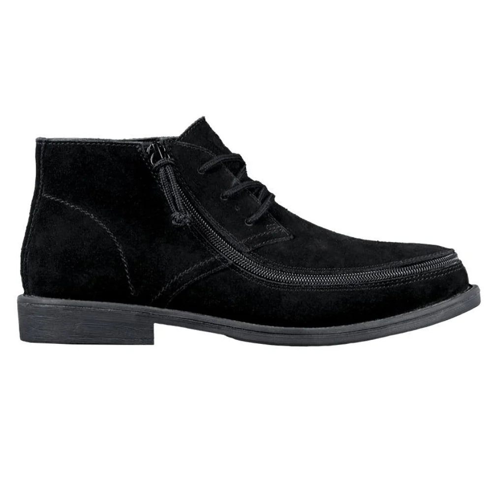 Billy Footwear (Mens) - Black Chukka Shoes with wrap-around zipper, designed for easy accessibility and comfort, ideal for those with mobility needs.