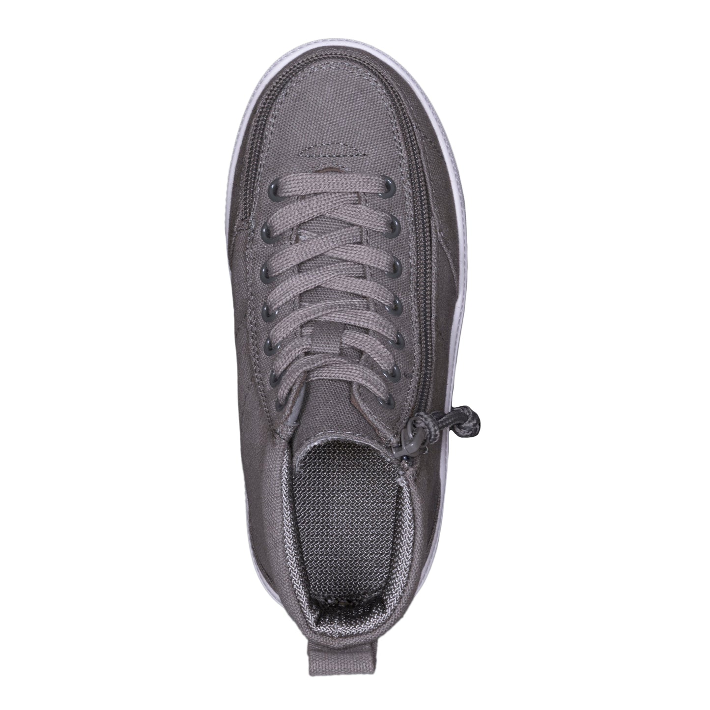 Kids - Dark Grey BILLY Classic D|R High shoe features a knit fabric, white sole, functional laces, and a convenient full-wrap zipper closure for easy access.