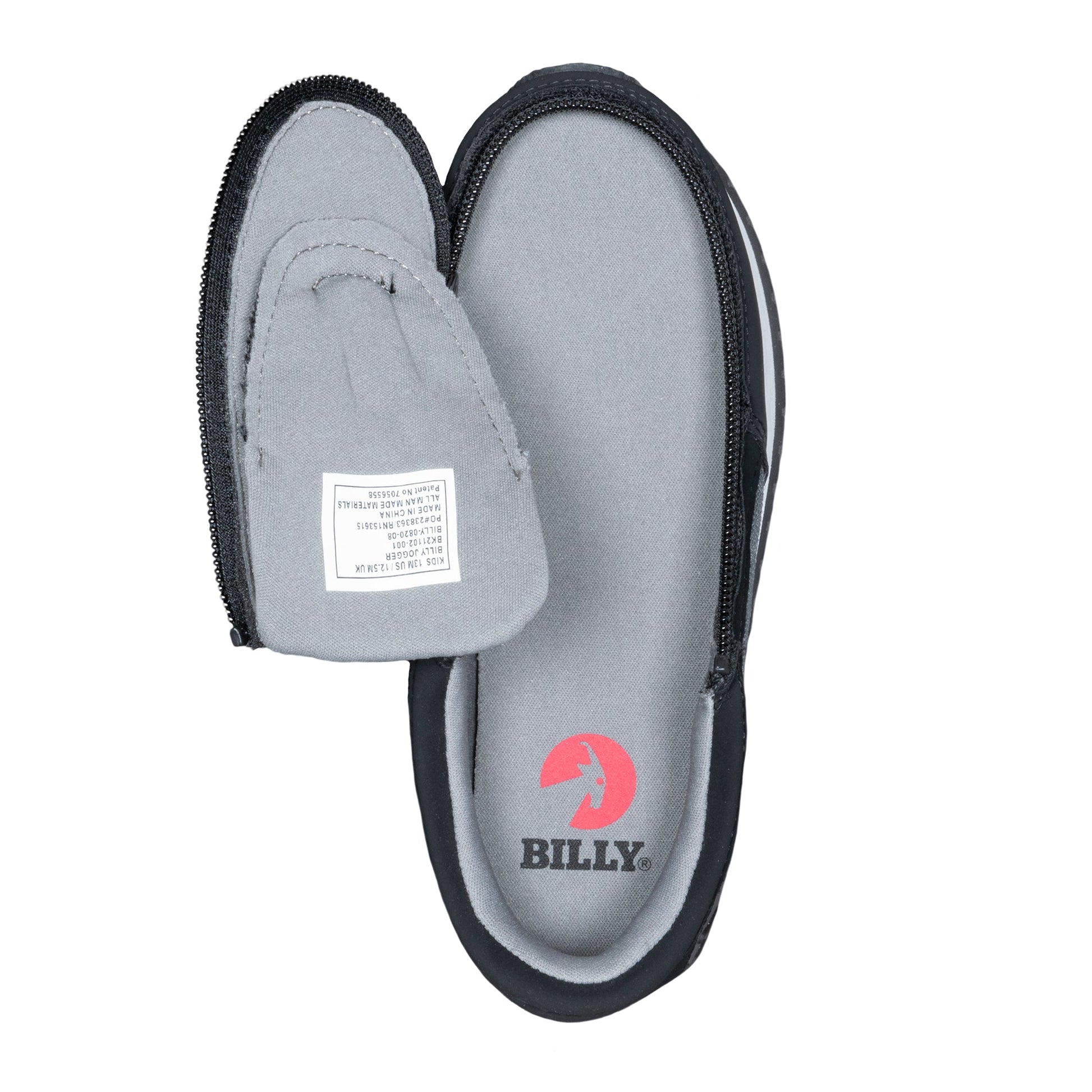 Toddlers' Black/Charcoal BILLY Jogger with FlipTop Technology for easy wear, featuring a comfortable insole. Ideal for stylish, all-day comfort.