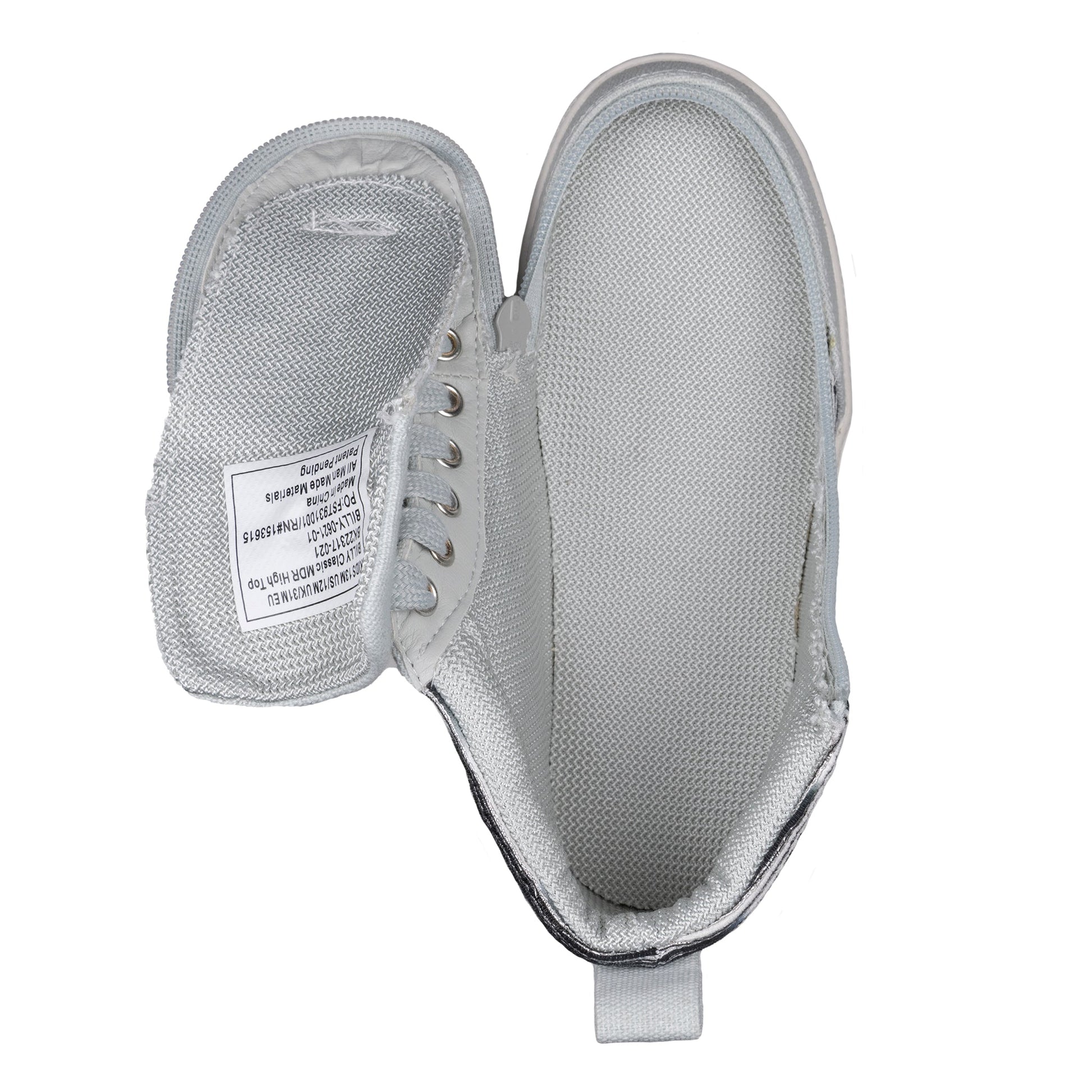 Silver Streak BILLY Classic D|R High Top shoe with laces, visible label, and durable knit fabric, featuring a full-wrap zipper for easy access.
