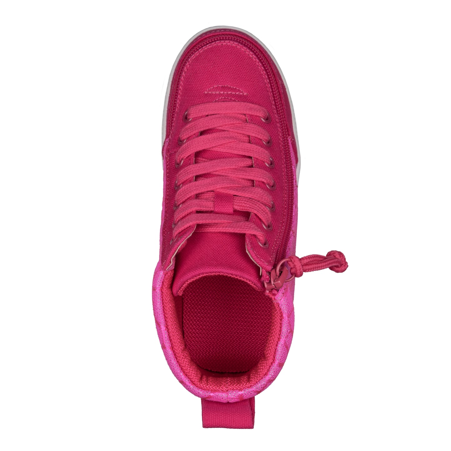 Pink Print BILLY Classic D|R High features a pink shoe with functional laces and a full-wrap zipper for easy accessibility.