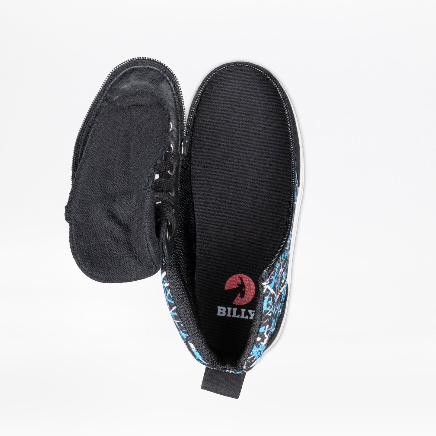 Black Graffiti BILLY Classic D|R II High Top shoe with functional laces, full-wrap zipper for easy access, and durable polyester fabric upper.