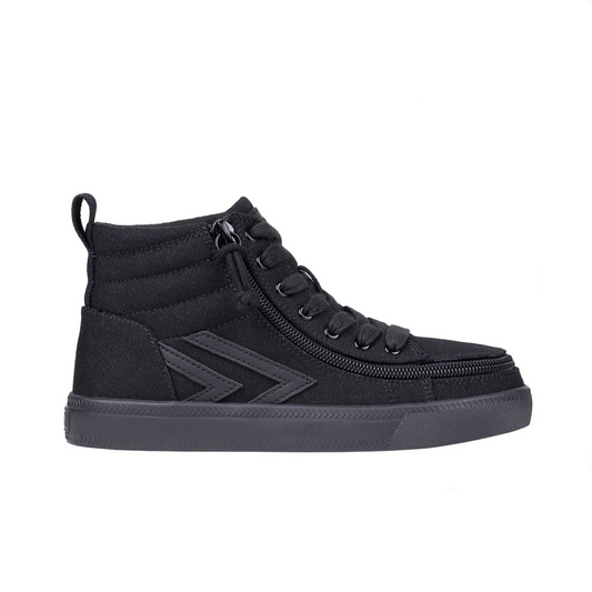 Billy Footwear (Toddlers) - Black to the Floor CS Canvas high-top sneaker featuring functional laces, removable insoles, and a convenient wraparound zipper for easy wear.