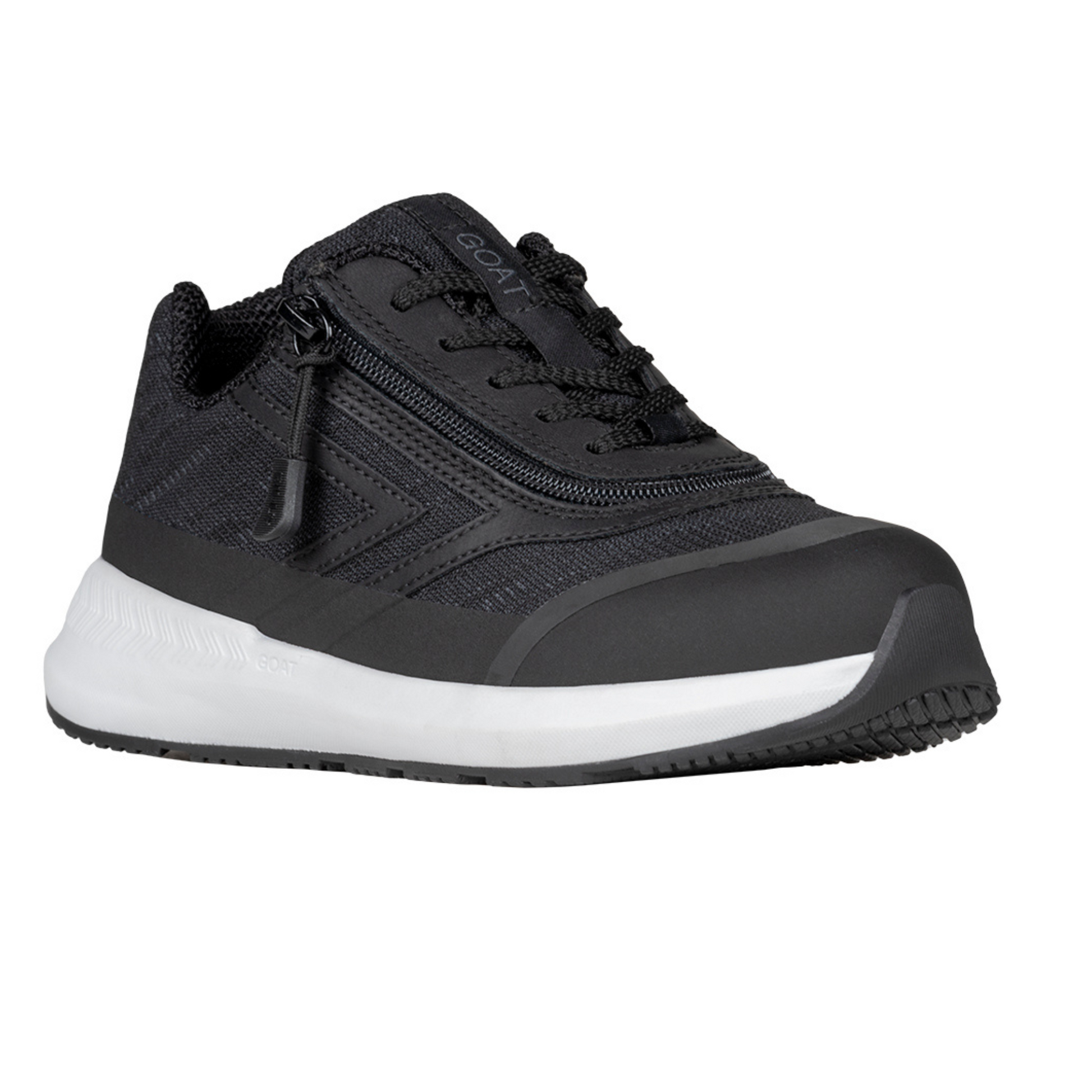 Billy Footwear (Toddler) - Goat Low Top Sport Black, featuring a unique wrap-around zipper for easy access, designed for adaptability and comfort.