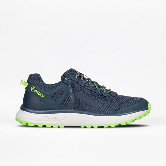 Men's BILLY Inclusion Trail shoes with hiking-inspired design, traction outsole, and innovative zipper for easy wear, ideal for comfort and adaptability.
