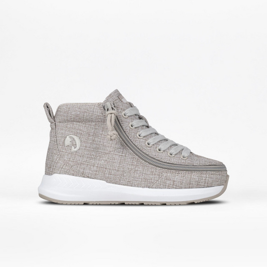 Billy Footwear (Toddler) - Goat High Top Sport Grey Jersey shoe with a wrap-around zipper for easy access, designed for children with mobility needs.