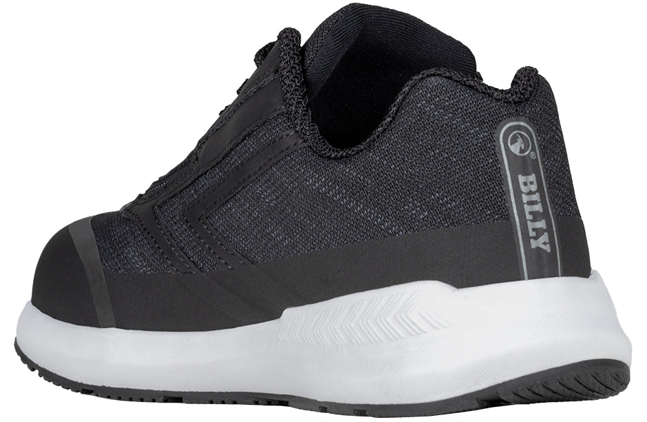Billy Footwear Goat Low Top Sport Black shoe, featuring canvas texture, wrap-around zipper for easy access, and interchangeable cushioned inserts for adaptive wear.
