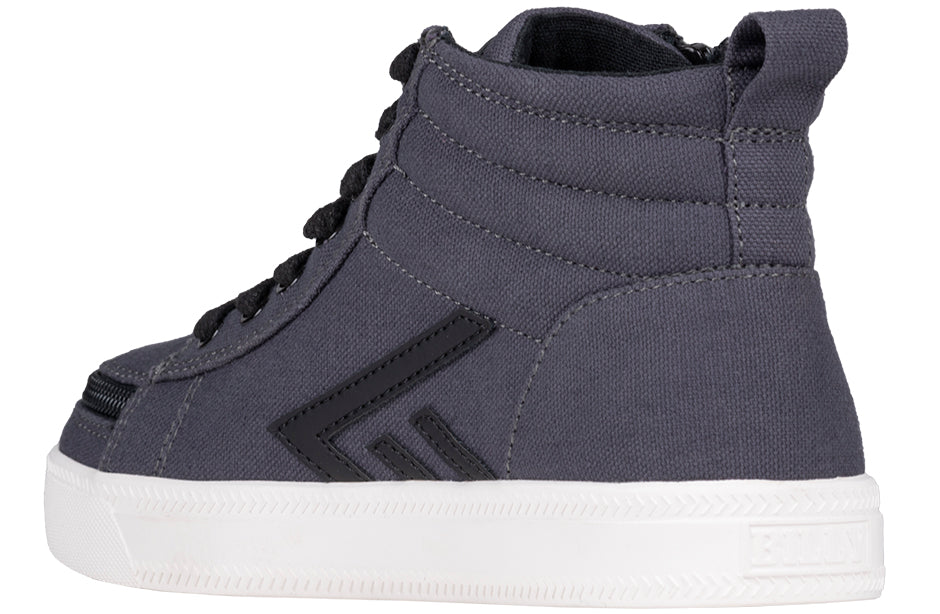 Billy Footwear (Toddler) - Charcoal/Black CS Canvas Shoes feature high-top design, functional laces, and a wraparound zipper for accessibility and style.