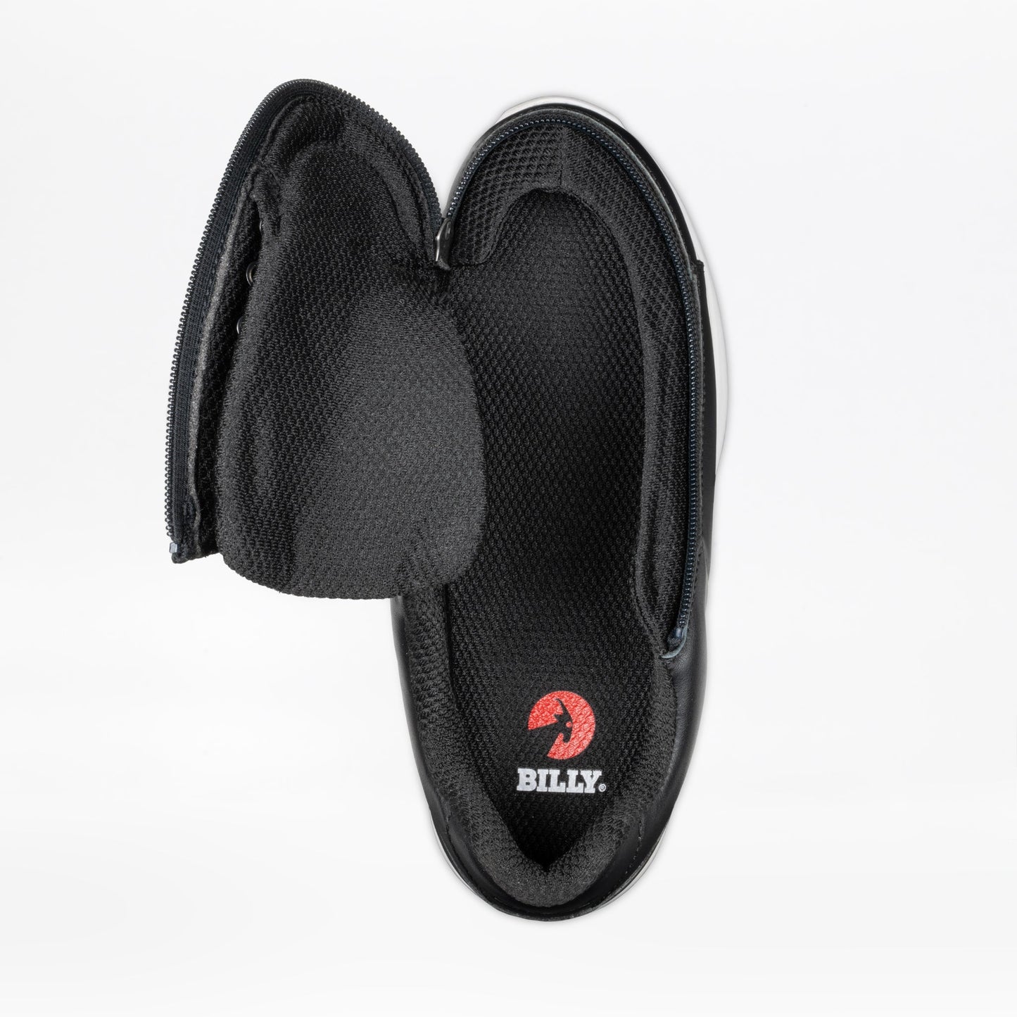 Women's Comfort Plush Black Leather shoes featuring wrap-around zipper closure and traditional lace-up design, highlighting durability and adaptability for enhanced comfort and mobility.