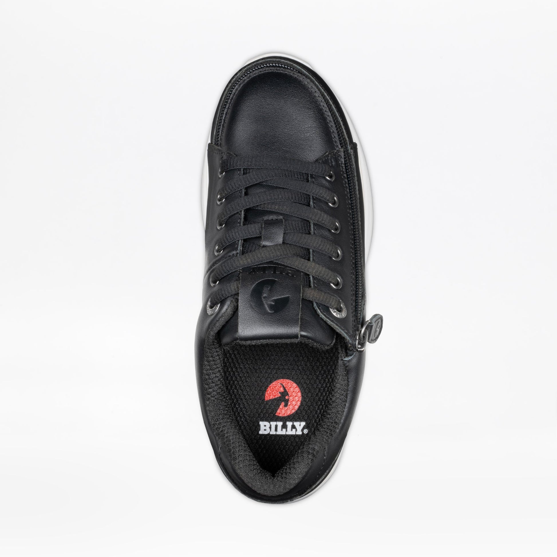 Womens Comfort Plush Black Leather Shoes with lace-up closure, flexible outsole, cushioned footbed, and adaptive design for enhanced support and comfort.